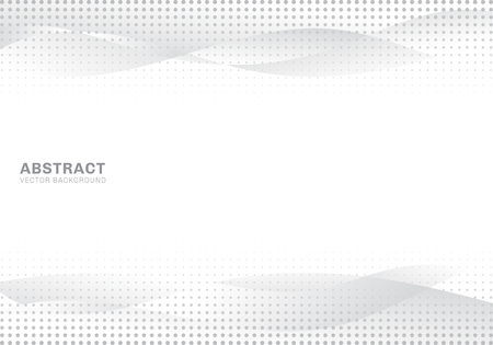 Abstract white and gray gradient waves modern bright halftone dots art background and texture. Copy space. Vector illustrationのイラスト素材