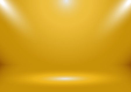 3D empty gold color studio room show booth for designers with spotlight on gold gradient color background. Display your product or artwork luxury style. Vector illustrationのイラスト素材