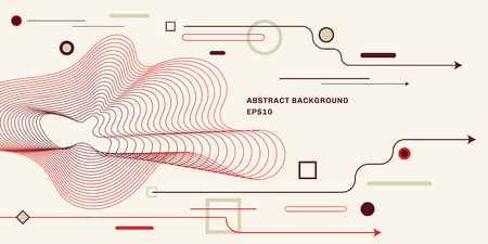 Abstract geometric background with flat trendy minimal style background. Arrow, circle, square, line elements. Vector illustrationのイラスト素材