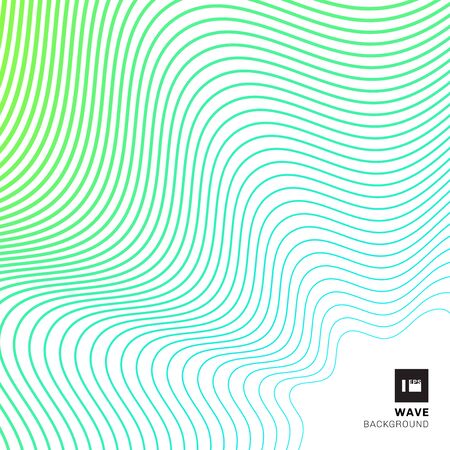 Abstract striped green wave curved line pattern on white background. Vector illustrationのイラスト素材