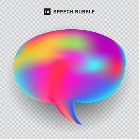 Speech bubble vibrant color transparency background fluid concept. Message icon or communication, comment chat symbol,  banner web liquid shapes. Vector Illustrationのイラスト素材