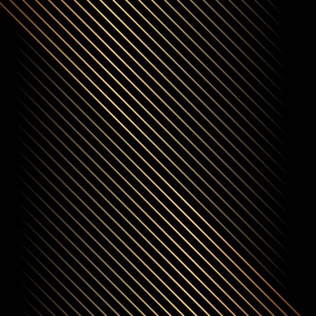 Abstract gold diagonal line pattern on black background and texture. Vector illustrationのイラスト素材