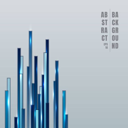 Abstract technology concept blue vertical lines with lighting overlapping layer on gray background space for your text. Vector illustrationのイラスト素材