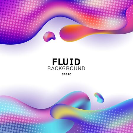 Abstract 3D colorful fluid shape with halftone on white background. Vector illustrationのイラスト素材