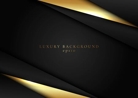 Abstract elegant template black and gold triangle overlapping dimension on dark background luxury style. Vector illustrationのイラスト素材