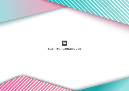 Abstract template geometric triangle blue and pink gradient color overlaping line pattern on white background.  You can use for artwork design, cover brochure, poster, banner web, print ad, etc.のイラスト素材