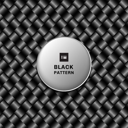 Abstract 3D black metallic weave pattern on dark background and texture. Vector illustrationのイラスト素材