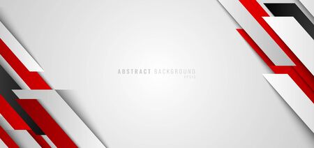 Abstract corporate banner web design red and white geometric diagonal on white background technology concept. Vector illustrationのイラスト素材