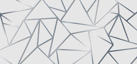 Abstract silver metallic join lines on white background. Geometric triangle gradient shape pattern....