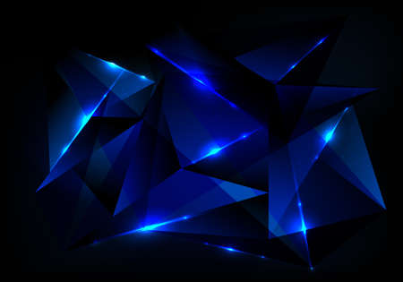 Abstract futuristic technology concept with blue polygonal pattern and glow lighting on dark blue background. Digital connection structure. Vector illustrationのイラスト素材