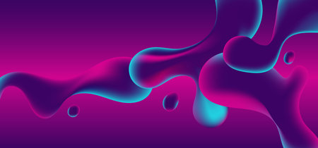 Abstract blue, pink and purple gradient color liquid wavy shapes futuristic banner design background. Fluid wave flowing motion. Vector illustrationのイラスト素材