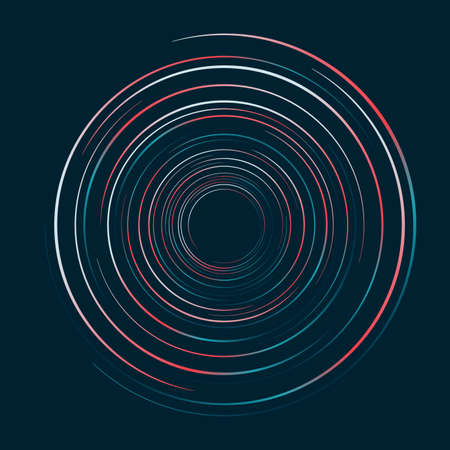 Abstract circles lines swirl pattern on dark blue background. Vector illustrationのイラスト素材