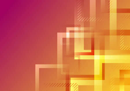 Modern abstract geometric square border shape design pink and yellow gradient color background. Vector illustrationのイラスト素材