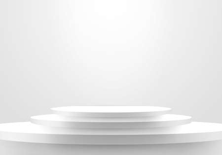 3D realistic minimal scene empty white steps stair winner space on clean background. Vector illustrationのイラスト素材
