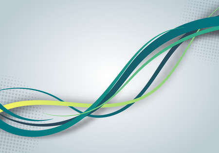 Abstract green wave lines with halftone on white background. Vector illustrationのイラスト素材