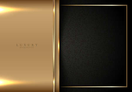 Abstract elegant 3D shiny golden and black background with lighting effect. Luxury style. Vector graphic illustrationのイラスト素材