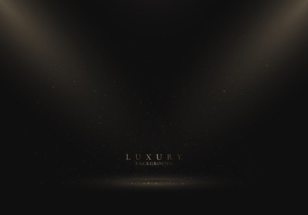 3D empty black studio room with spotlight and scattered dust particles on show stage. Luxury style. Vector illustrationのイラスト素材