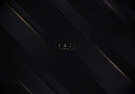Abstract black diagonal stripes pattern with golden lighting effect on dark background. Luxury style. Vector illustrationのイラスト素材
