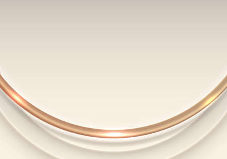 Abstract 3D golden circles curved shapes background luxury style. Vector illustrationのイラスト素材