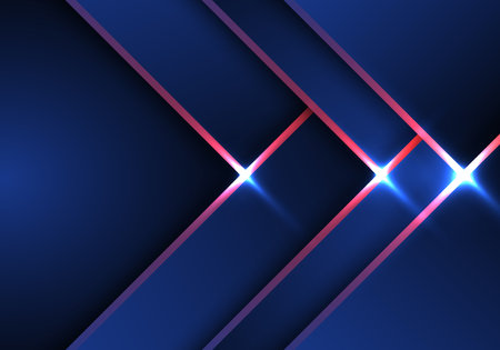 Abstract technology concept blue and red arrow stripes pattern background with lighting effect. Vector illustrationのイラスト素材