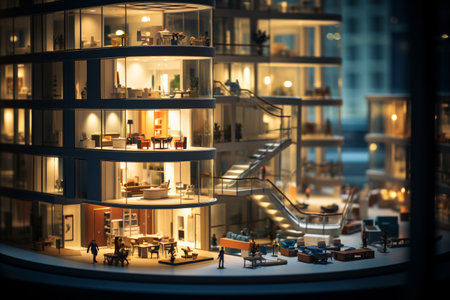 This photorealistic 3D model of a city at night captures the vibrant energy of a metropolis. The illuminated buildings and neon lights create a stunning visual effect. Generative AIの素材