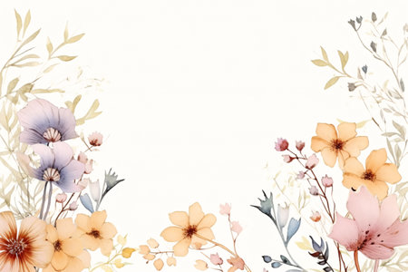 This beautiful watercolor flowers frame is perfect for your wedding invitations, stationery, greeting cards, and more. It features a botanical border with organic shapes and a white background. Generative AIの素材