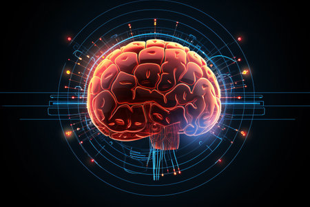 A wireframe mesh of a brain, created using brain scan technology. This electrical technology concept is perfect for use in scientific, medical, or artistic projects. Generative AIの素材