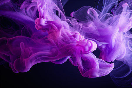 abstract purple smoke explosion on a black background, website backgrounds, print designs, and social media posts. Generative AIの素材