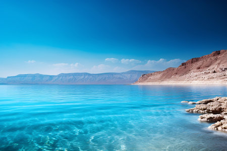 This stunning landscape photograph captures the beauty of the mountain and blue sea. The image is perfect for including travel, tourism, and nature. Generative AIの素材