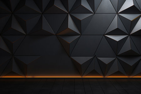 3D black wall with triangular tiles is the perfect abstract geometric background for any project. Generative AIの素材