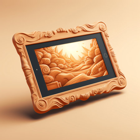 3D abstract picture frame. Modern design featuring geometric shapes and lines creates a captivating visual effect. Generative AIの素材