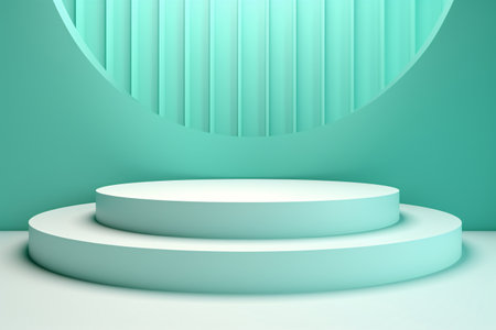 3D glossy product display green podium scene with geometric platform is perfect for showcasing your products in a professional and stylish way. Generative AIの素材