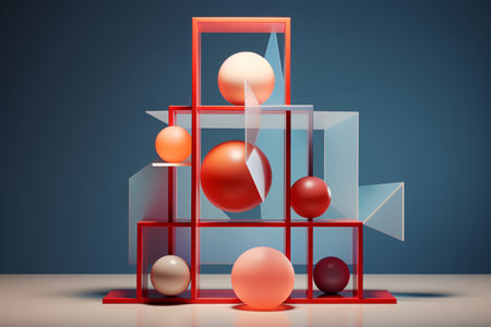 3D geometric shapes, bathed in studio light. Perfect for modern abstract backgrounds, art projects. Generative AIの素材