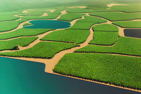 The beautiful landscape of rice fields
