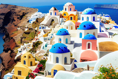Santorini Greece. The pictures que Oia villageの写真素材