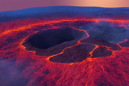 Nyiragongo Volcano Crater with Lava Lake Cong