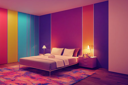 very huge colourful luxurious Bedroomの写真素材