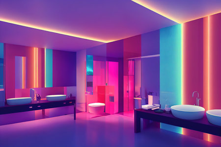 very huge colourful luxurious Bathroomの写真素材