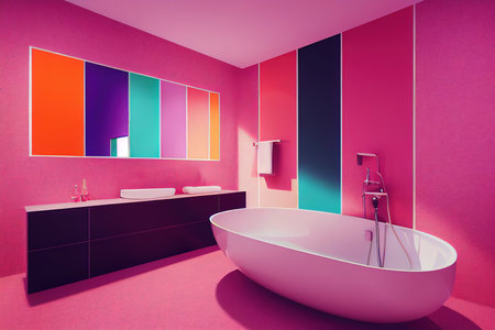 very huge colourful luxurious Bathroomの写真素材