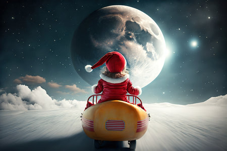 back shot of Cute little child girl with xmas present.の写真素材