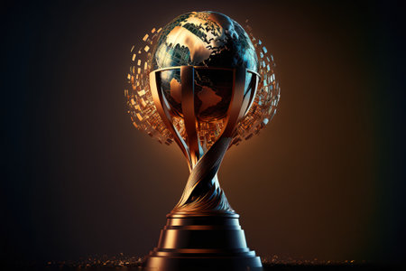 Football tournament winning trophy.の写真素材