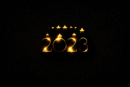 happy new year 2023 background design with glittering stars modern vector illustration.