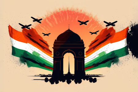 Airplane making Indian tricolor flag stock illustration Republic Day, India, Airplane, Cracker -...