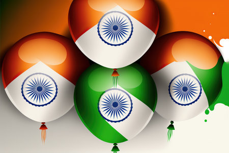 Indian Independence Day Celebrations Background vector illustration. Indian Tricolor flag balloons...