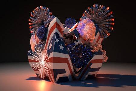 USA Independence Day fireworks display.の写真素材