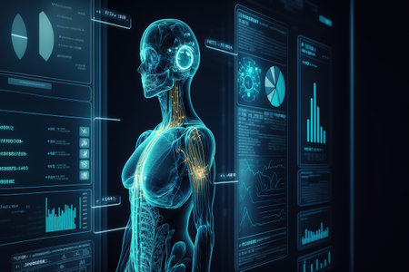 digital virtual screen for analytics Medical data , Medical technology concept stock photo Healthcare And Medicine, Doctor, Technology, Medical Exam, Medicine.の写真素材