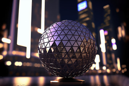 Crystal ball in city background.の写真素材