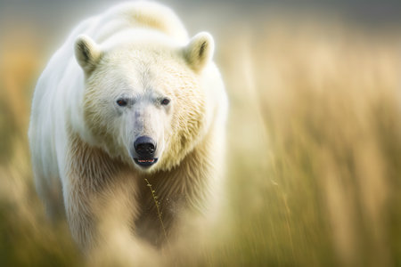 Polar bear (Ursus maritimus) walking in the field.の写真素材