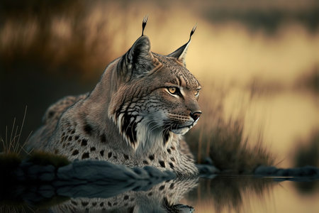 Eurasian lynx (Lynx lynx) in water