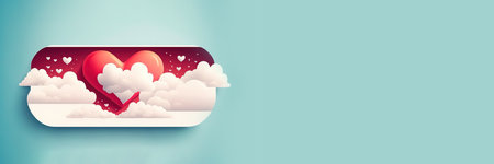 Paper cut hearts with white clouds stock illustration Valentine's Day - Holiday, Valentine Card,...